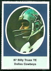 Billy Truax 1972 Sunoco Stamps football card