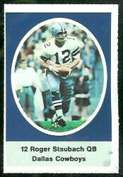 Roger Staubach 1972 Sunoco Stamps football card