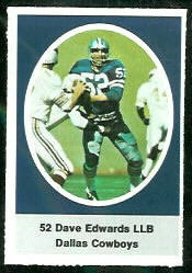 Dave Edwards 1972 Sunoco Stamps football card