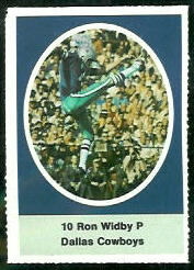 Ron Widby 1972 Sunoco Stamps football card