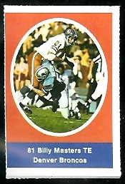 Billy Masters 1972 Sunoco Stamps football card