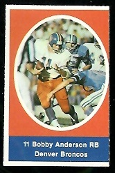 Bob Anderson 1972 Sunoco Stamps football card