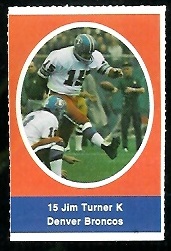 Jim Turner 1972 Sunoco Stamps football card