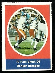 Paul Smith 1972 Sunoco Stamps football card