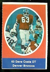 Dave Costa 1972 Sunoco Stamps football card