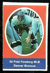 Fred Forsberg 1972 Sunoco Stamps football card