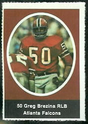 Greg Brezina 1972 Sunoco Stamps football card