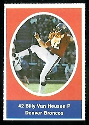 Bill Van Heusen 1972 Sunoco Stamps football card