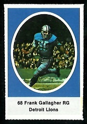 Frank Gallagher 1972 Sunoco Stamps football card