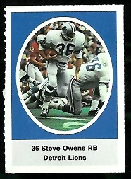 Steve Owens 1972 Sunoco Stamps football card