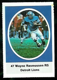 Wayne Rasmussen 1972 Sunoco Stamps football card