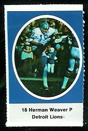 Herman Weaver 1972 Sunoco Stamps football card