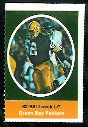 Bill Lueck 1972 Sunoco Stamps football card