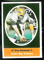 Ken Bowman 1972 Sunoco Stamps football card