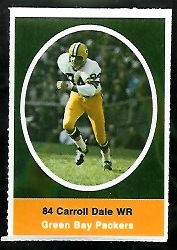 Carroll Dale 1972 Sunoco Stamps football card Carroll Dale 1972 Sunoco Stamps football card