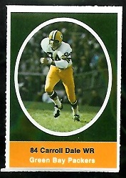 Carroll Dale 1972 Sunoco Stamps football card