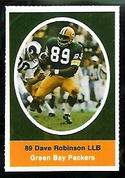 Dave Robinson 1972 Sunoco Stamps football card