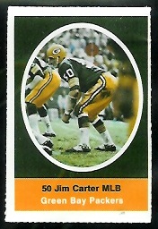 Jim Carter 1972 Sunoco Stamps football card