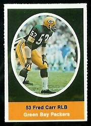 Fred Carr 1972 Sunoco Stamps football card