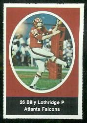 Billy Lothridge 1972 Sunoco Stamps football card