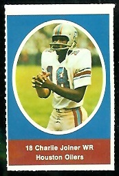 Charlie Joiner 1972 Sunoco Stamps football card