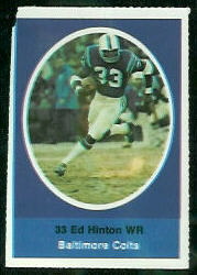 Eddie Hinton 1972 Sunoco Stamps football card