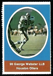 George Webster 1972 Sunoco Stamps football card George Webster 1972 Sunoco Stamps football card