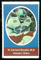 Garland Boyette 1972 Sunoco Stamps football card