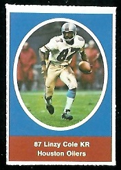 Linzy Cole 1972 Sunoco Stamps football card