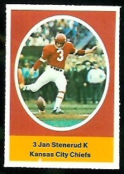 Jan Stenerud 1972 Sunoco Stamps football card