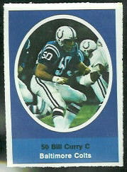 Bill Curry 1972 Sunoco Stamps football card