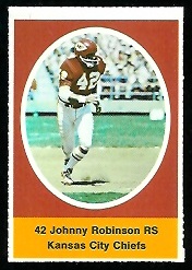 Johnny Robinson 1972 Sunoco Stamps football card