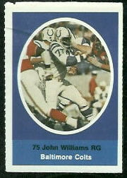 John Williams 1972 Sunoco Stamps football card