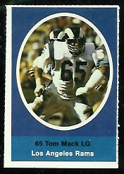Tom Mack 1972 Sunoco Stamps football card