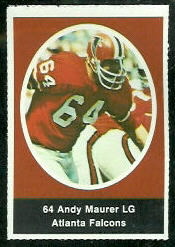 Andy Maurer 1972 Sunoco Stamps football card