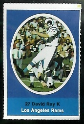 David Ray 1972 Sunoco Stamps football card