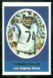 Merlin Olsen 1972 Sunoco Stamps football card