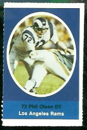 Phil Olsen 1972 Sunoco Stamps football card