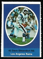 Dave Elmendorf 1972 Sunoco Stamps football card