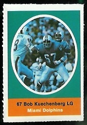 Bob Kuechenberg 1972 Sunoco Stamps football card