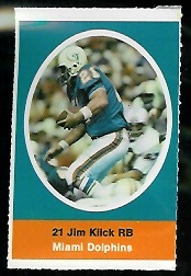 Jim Kiick 1972 Sunoco Stamps football card