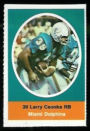 Larry Csonka 1972 Sunoco Stamps football card Larry Csonka 1972 Sunoco Stamps football card