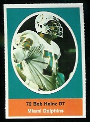 Bob Heinz 1972 Sunoco Stamps football card