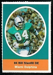 Bill Stanfill 1972 Sunoco Stamps football card