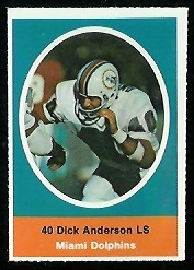 Dick Anderson 1972 Sunoco Stamps football card