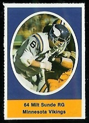 Milt Sunde 1972 Sunoco Stamps football card