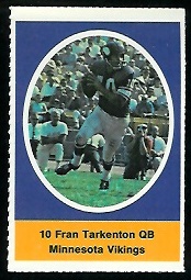 Fran Tarkenton 1972 Sunoco Stamps football card