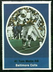 Tom Matte 1972 Sunoco Stamps football card