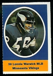 Lonnie Warwick 1972 Sunoco Stamps football card