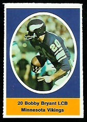 Bobby Bryant 1972 Sunoco Stamps football card